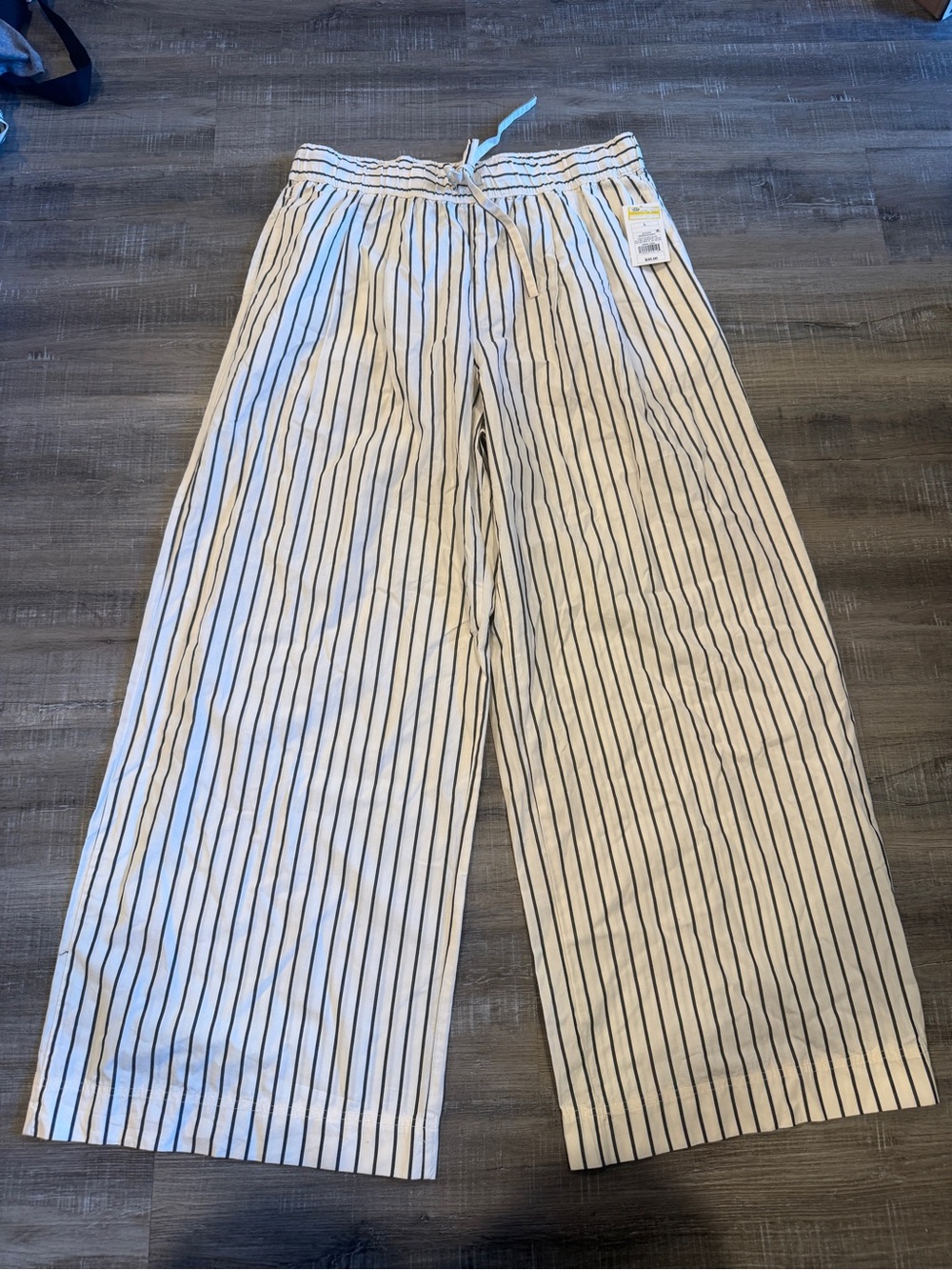 a new day White Wide-Leg Striped Drawstring Pants